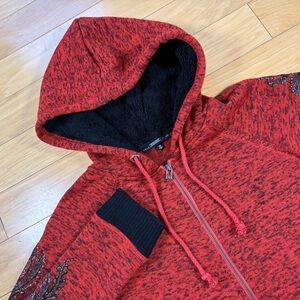 Miss Me Embellished Zip Up Sweatshirt Womens Sz M Red Rhinestone Hoodie